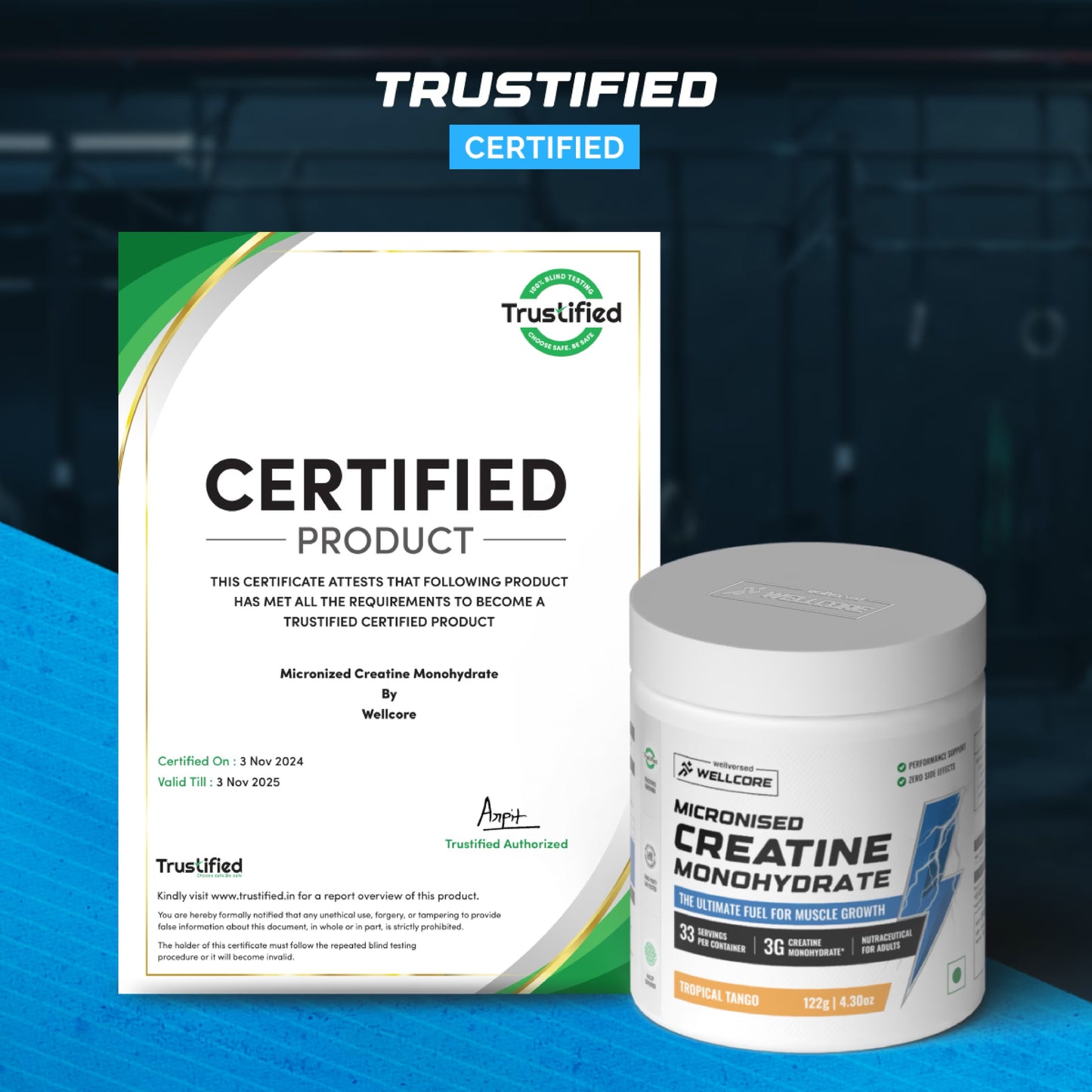Wellcore - Pure Micronised Creatine Monohydrate | Watermelon Wave (122g, 33 servings)