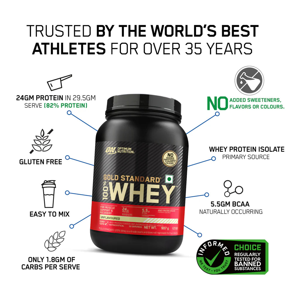 Gold Standard 100% Whey Protein | 907 g (2 lbs) | unflavour