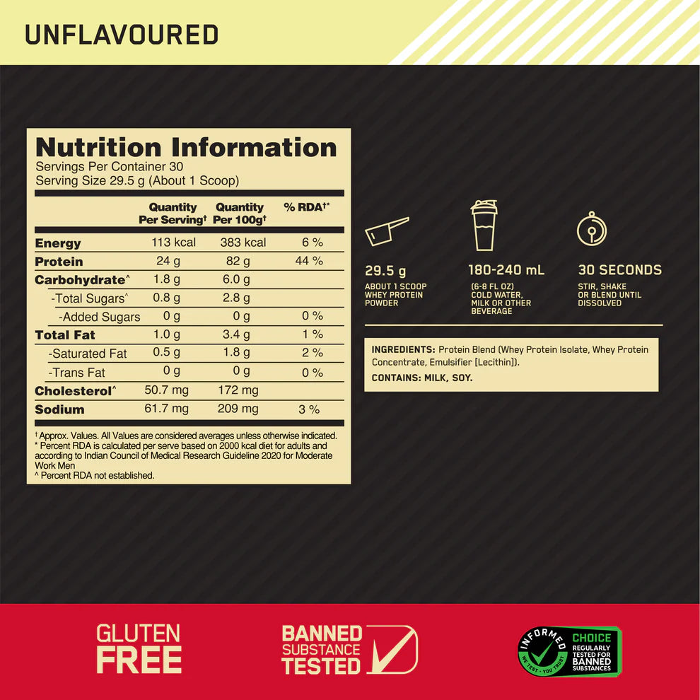 Gold Standard 100% Whey Protein | 907 g (2 lbs) | unflavour
